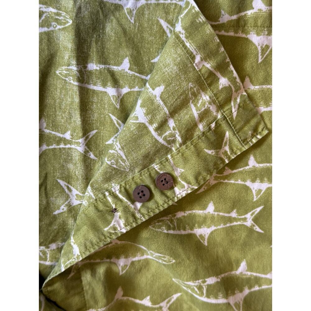 Columbia Sportswear Fish Print Shirt Men’s XL Green Barracuda Retro Beach Casual - Picture 8 of 9